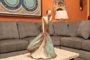 Decorative sculpture of a woman in Cabo San Lucas furniture store
