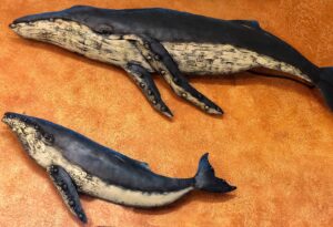 Metal wall art of two whales, sold at a furniture store in Cabo San Lucas, Mexico