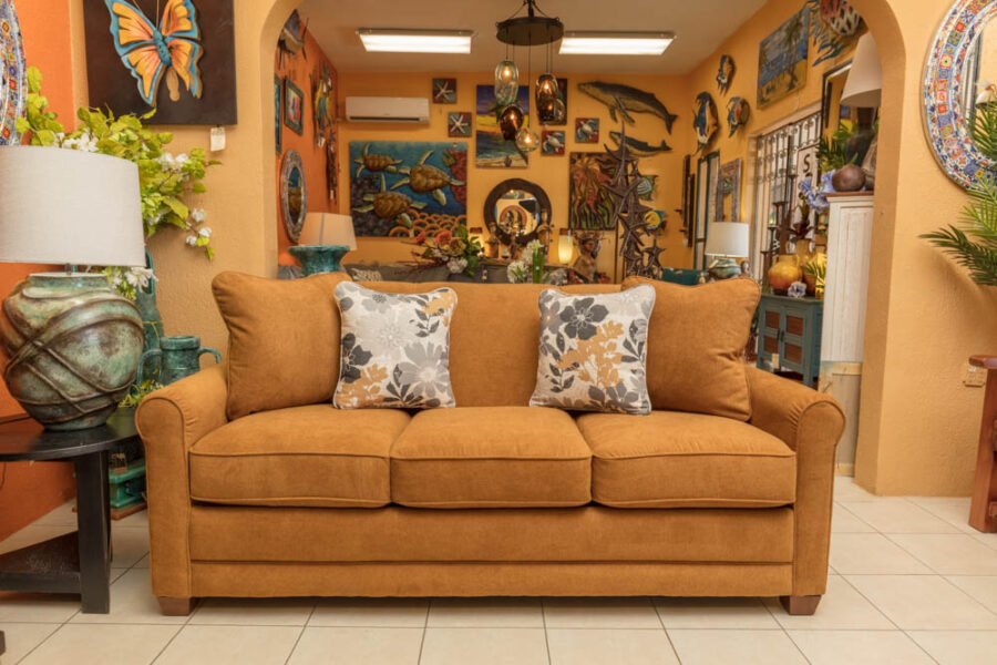 LaZBoy Amanda Sleep Sofa Orange LaZBoy Amanda sleep sofa in Cabo San Lucas showroom