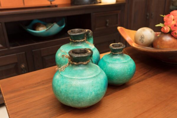 OL0077Bt Teal Vases Coffee table decorations