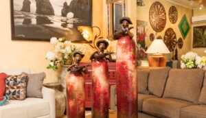 Ceramic musician sculptures for living room decoration