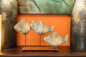 Decorative centerpiece with ceramic fish
