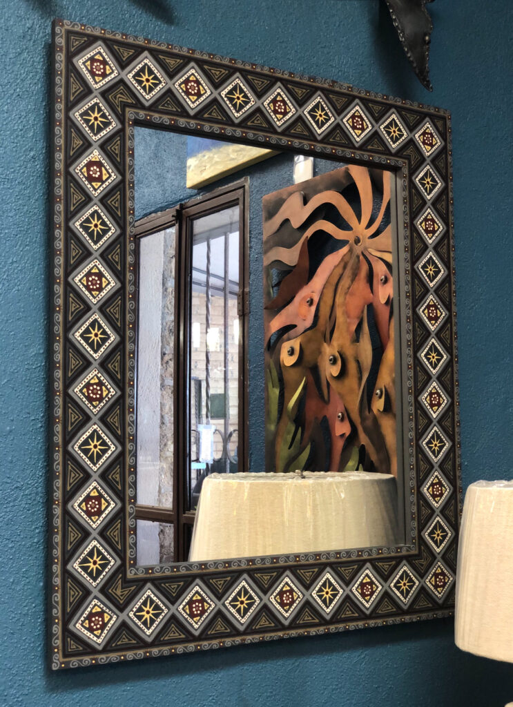 Espejo Karpastado Obscuro Rectangular hand painted in Mexico mirror