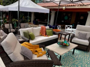 Ratana Coral Gables Outdoor Furniture Set with Reclining Swivel Chairs