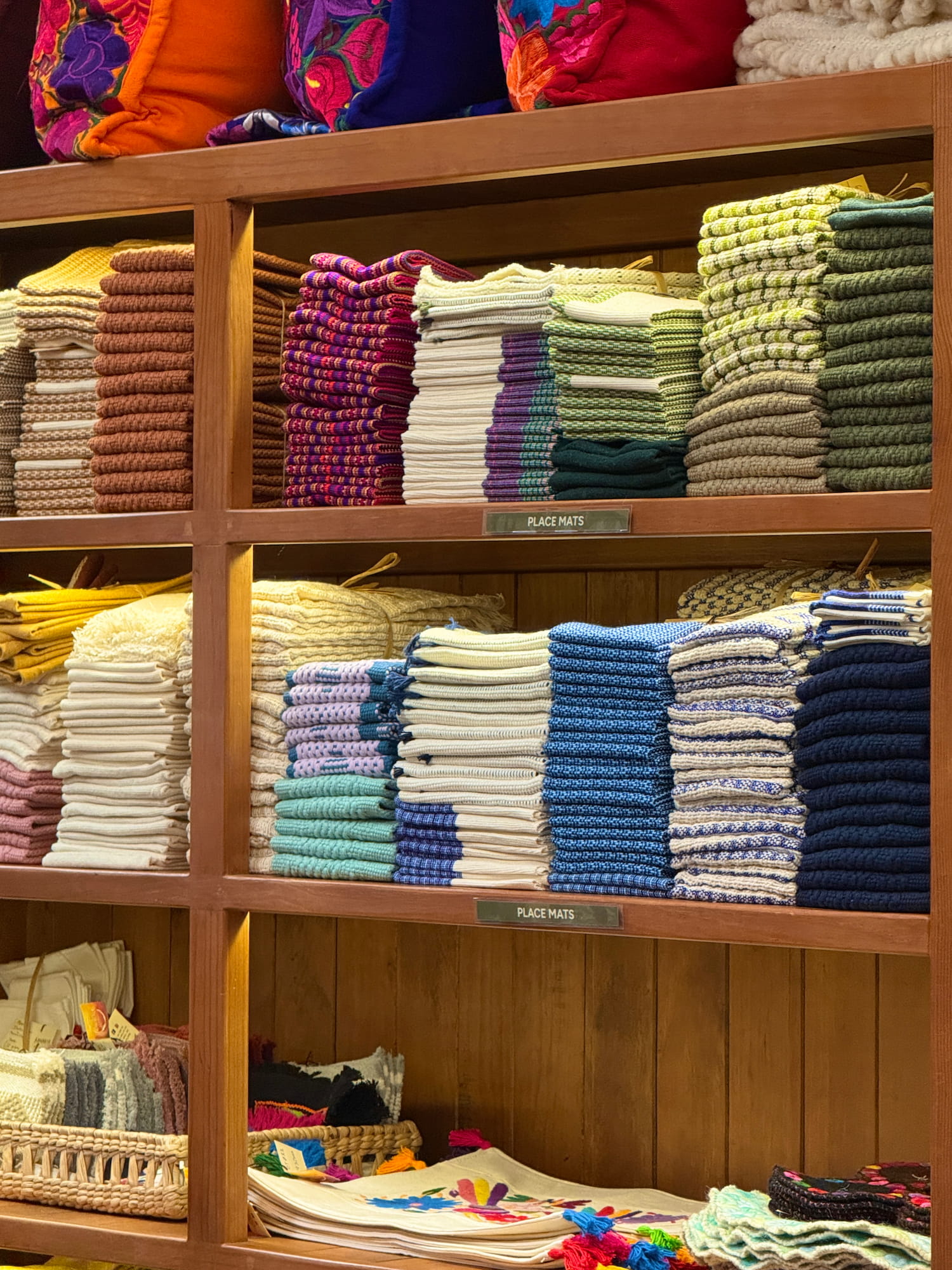 Find handwoven placemats and napkins in almost every color